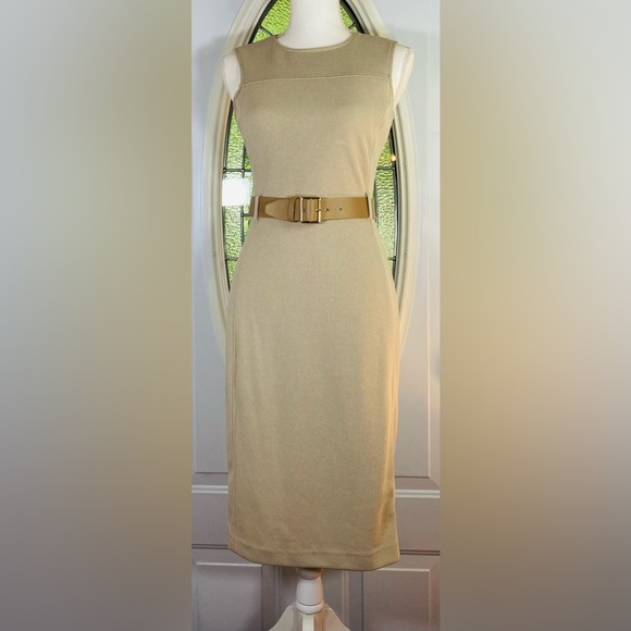 Calvin Klein Dresses & Skirts - Calvin Klein Nude Midi Dress W/Belt EUC SZ 2